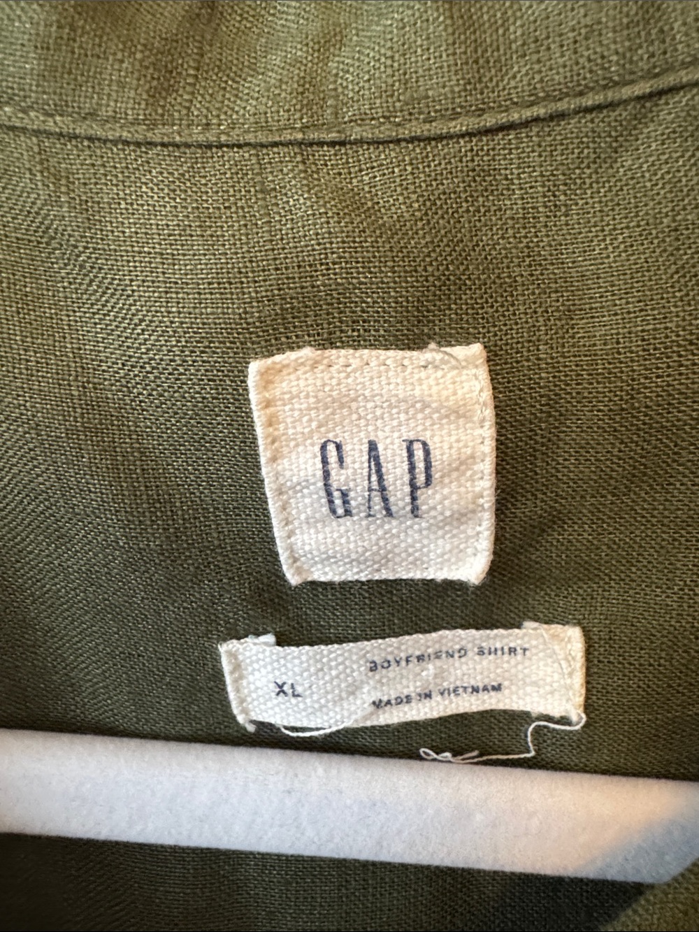 GAP Dark olive green linen XL button up - Picture 2 of 6
